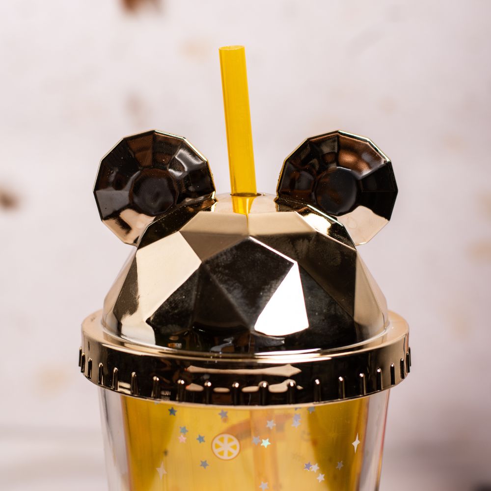 Teddy sipper with straw plastic tumbler