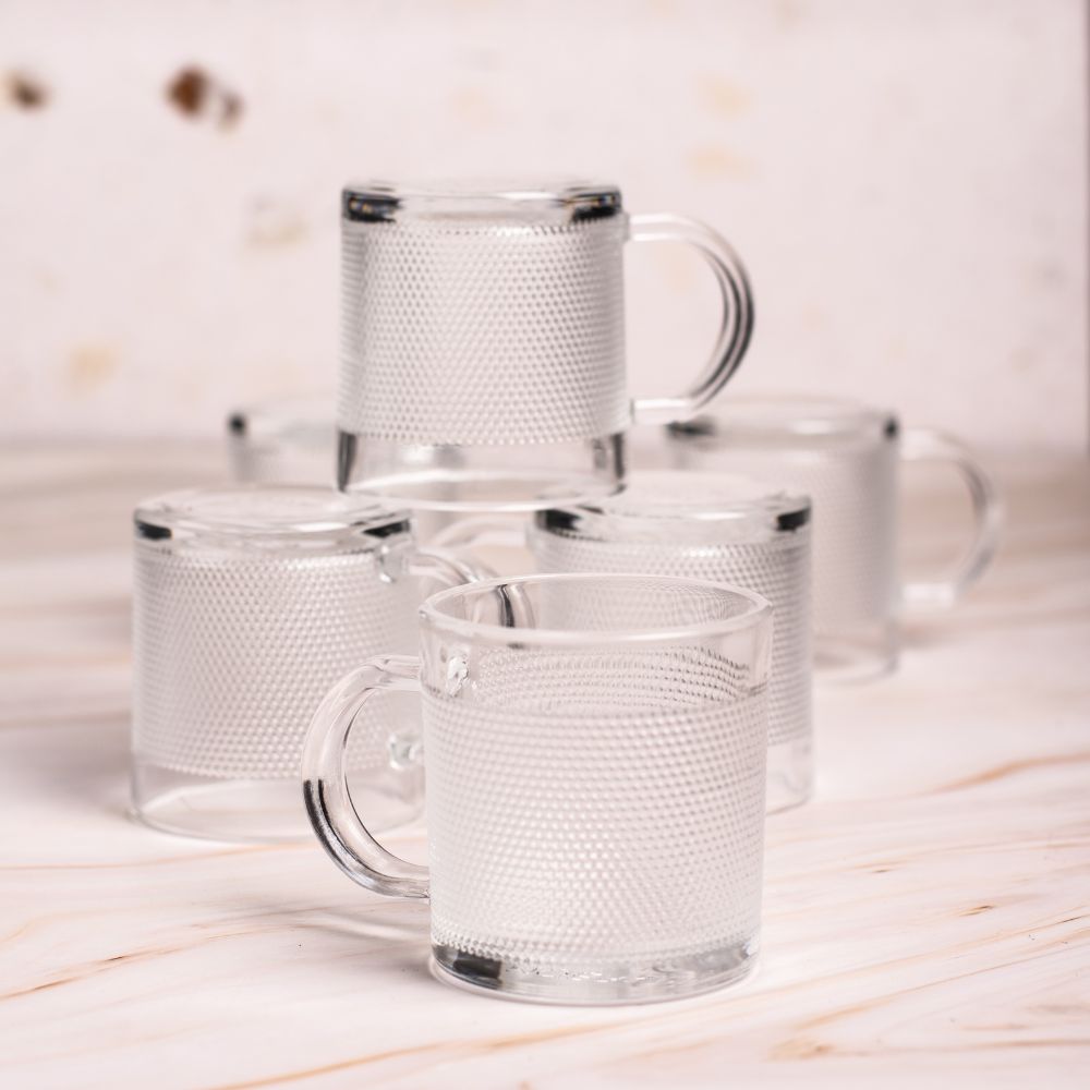 Dotted Glass Tea Cup Set of 6