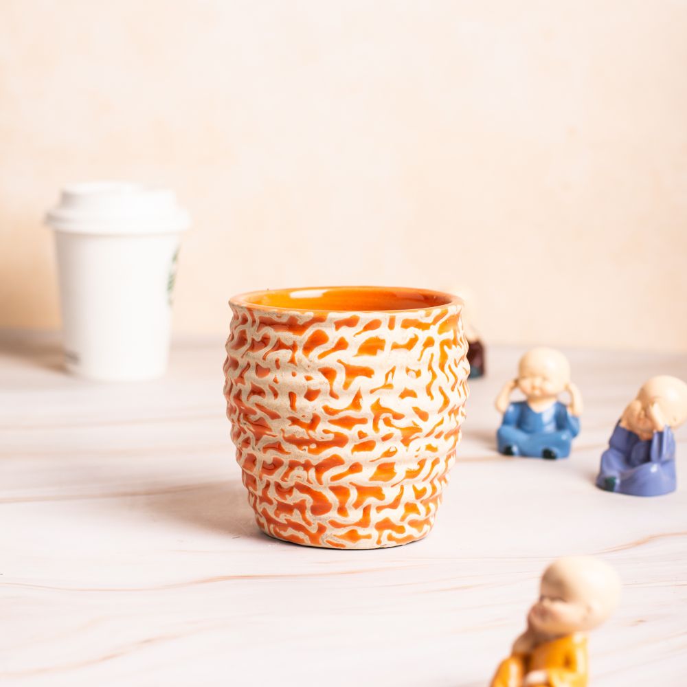 Matka Deep Orange-White Planter