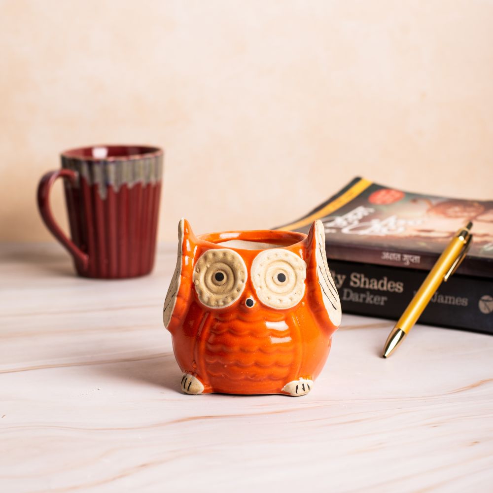 Nocturnal Owl Orange Planter