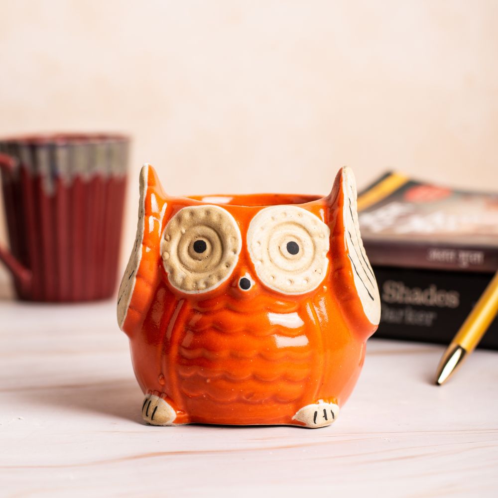 Nocturnal Owl Orange Planter