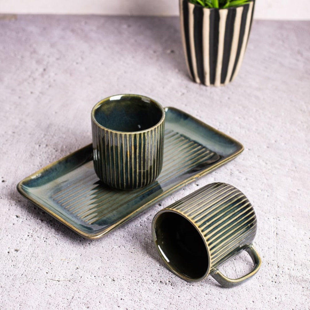 Olive Mug With Tray Set