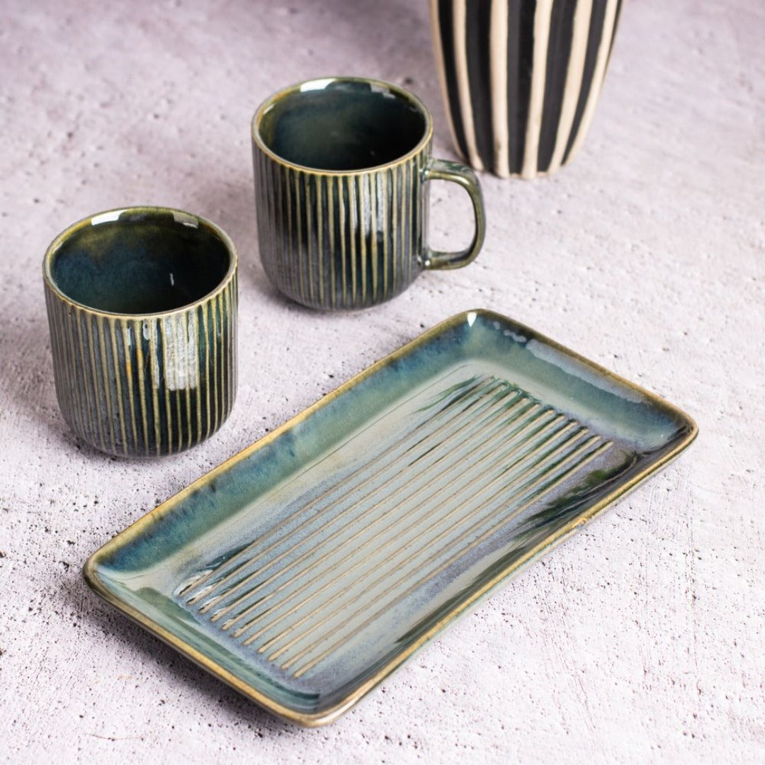 Olive Mug With Tray Set
