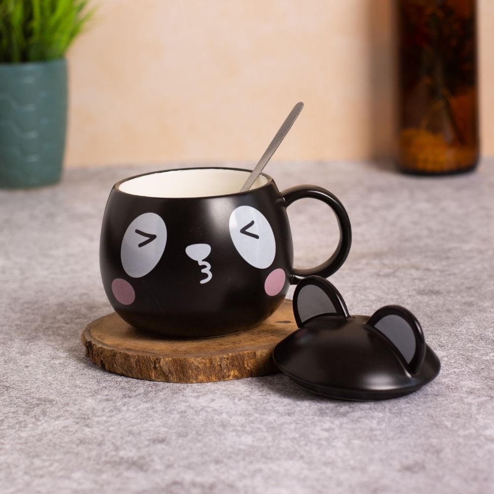 Cat Ear Coffee Mug With Lid