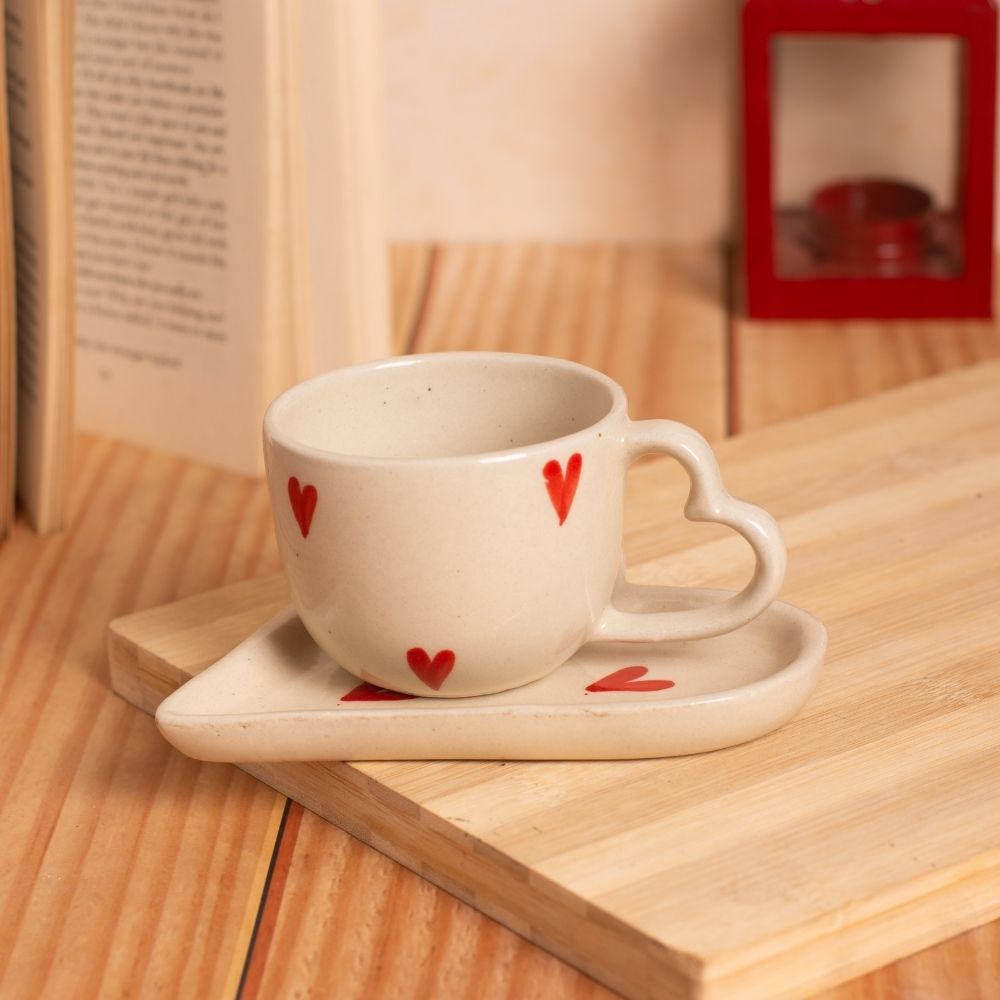 Heart Cup With Saucer Set For 2