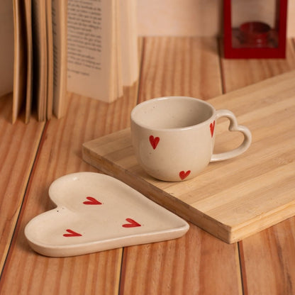 Heart Cup With Saucer Set For 2