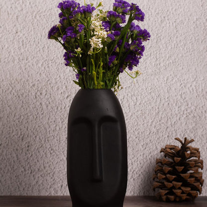 Abstract Face Vase Black