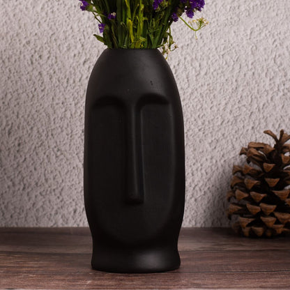 Abstract Face Vase Black