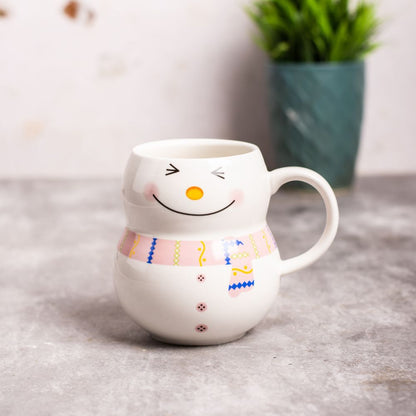 Snowman Pink Mug With Cap