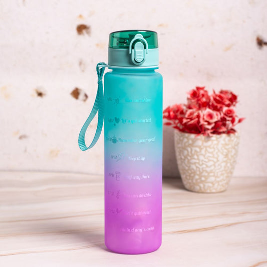 Water bottle with time marker and straw