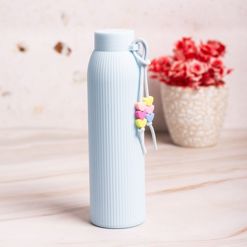 pastel glass water bottle with plastic outer