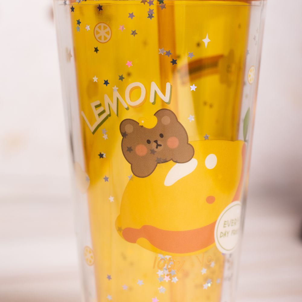 Teddy sipper with straw plastic tumbler