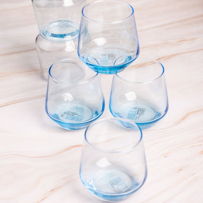 Blue glass tumbler set of 6