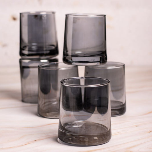 Black colour glass tumbler set of 6