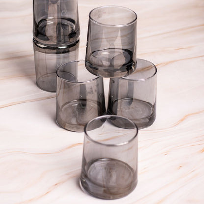 Black colour glass tumbler set of 6