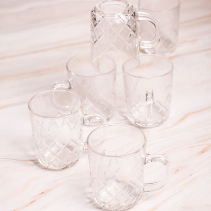 Diamond Glass Tea Cup Set of 6