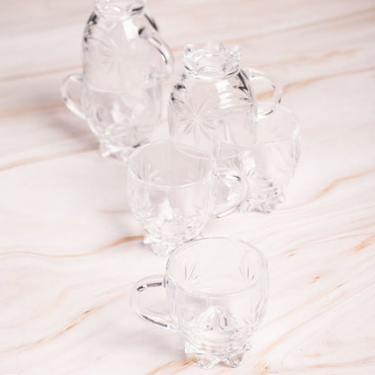 Flower Glass Tea Cup Set of 6