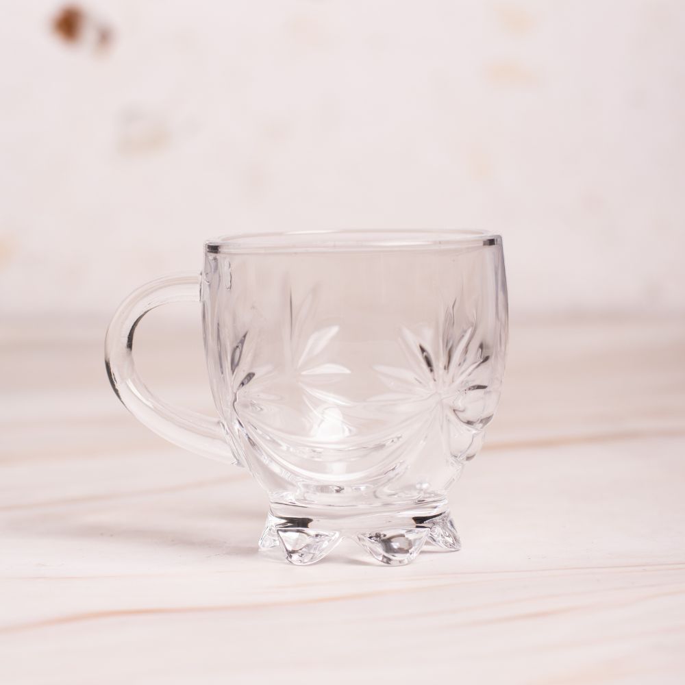 Flower Glass Tea Cup Set of 6