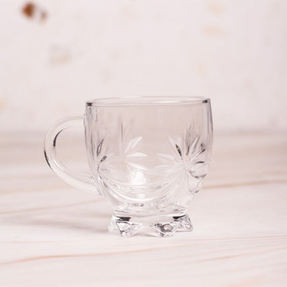 Flower Glass Tea Cup Set of 6