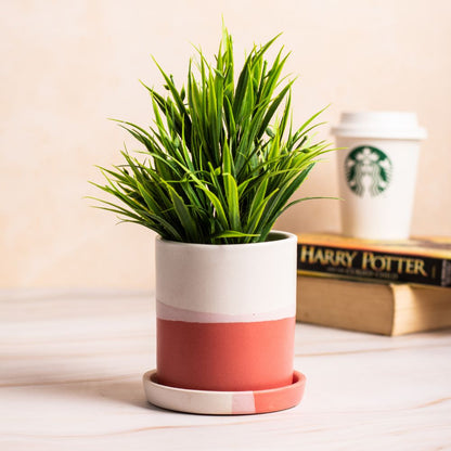 Barrel White-Brick Colour Planter with Dripping Tray