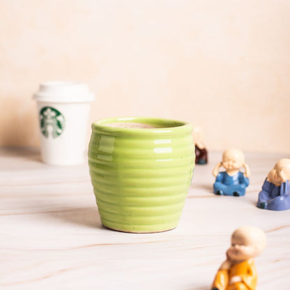 Matka Green Striped Planter