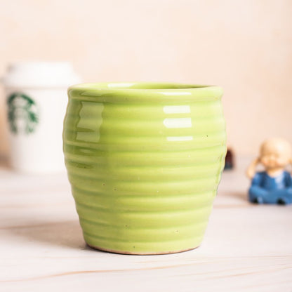 Matka Green Striped Planter