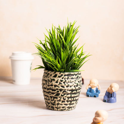 Matka Olive-White Striped Planter