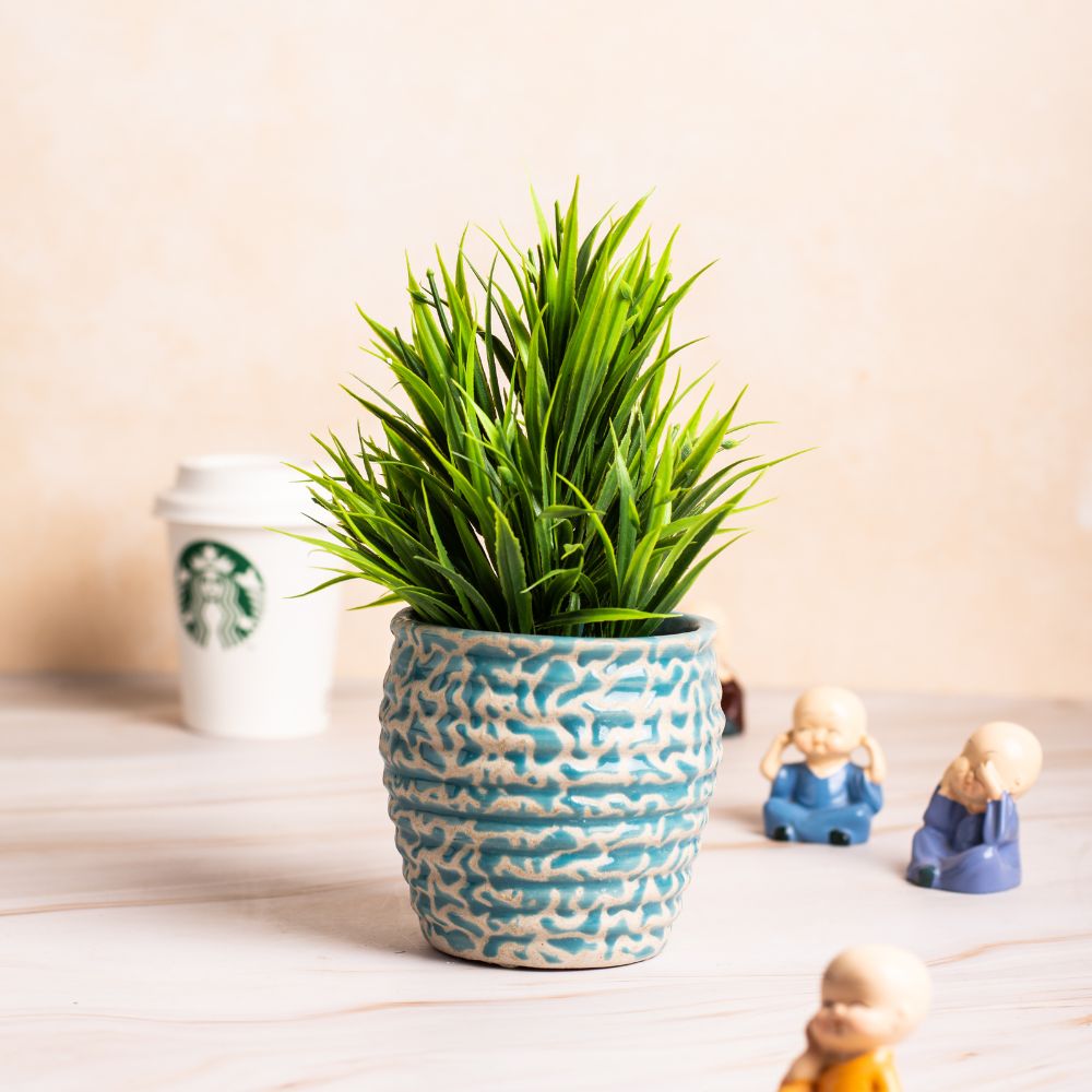 Matka Blue-White Striped Planter