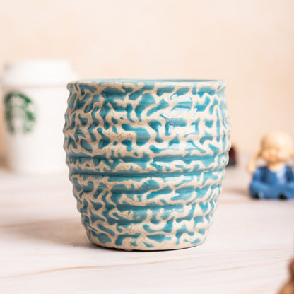 Matka Blue-White Striped Planter