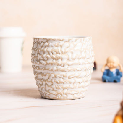 Matka Beige-White Striped Planter