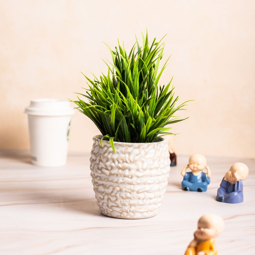 Matka Beige-White Striped Planter