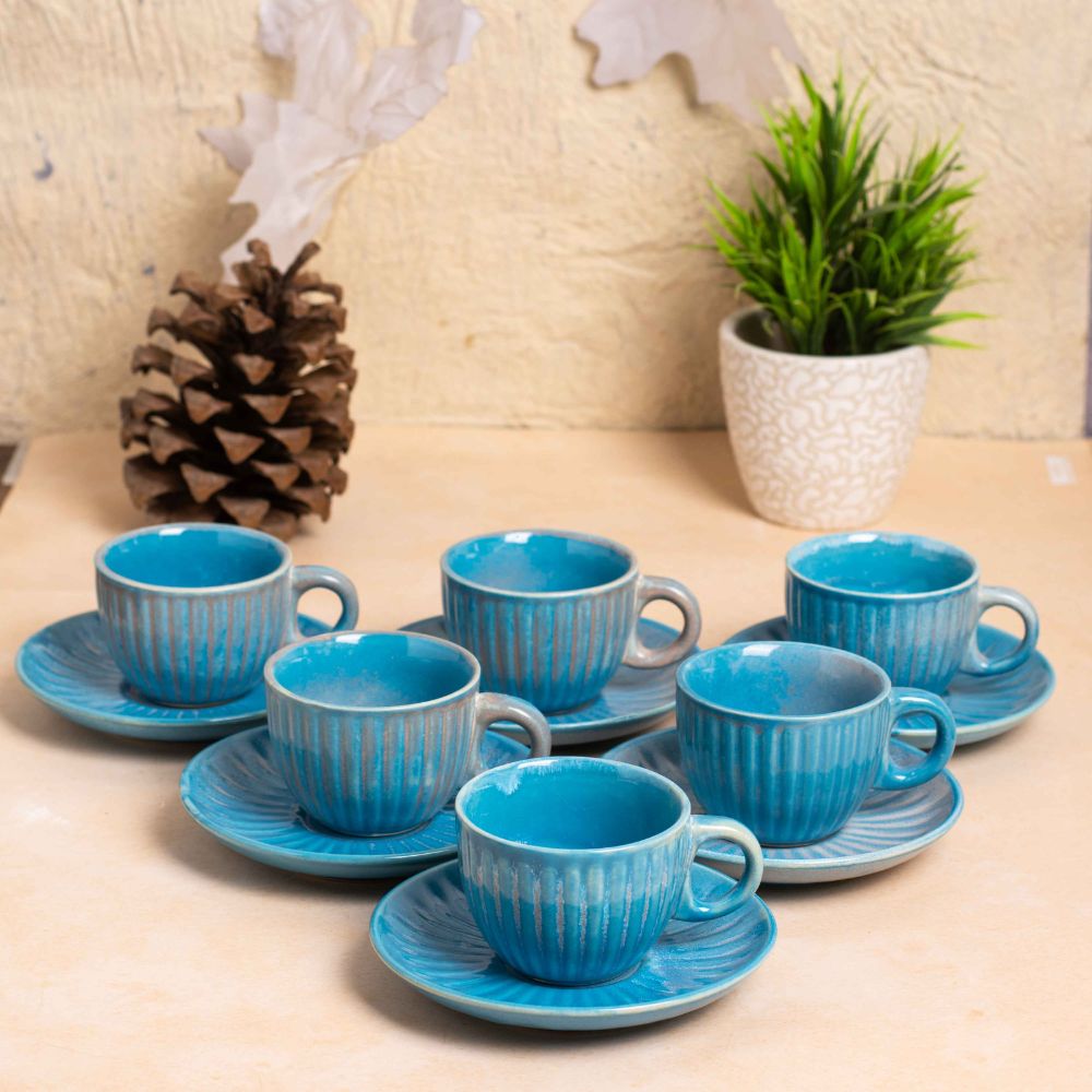 Celeste Blue Tea Cup Saucer Set