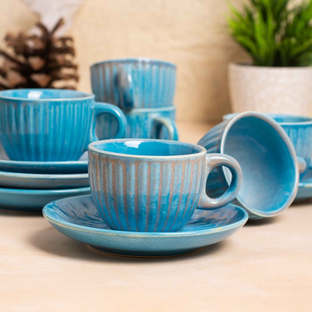 Celeste Blue Tea Cup Saucer Set