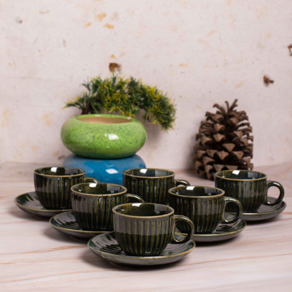 Sage green tea cup saucer set