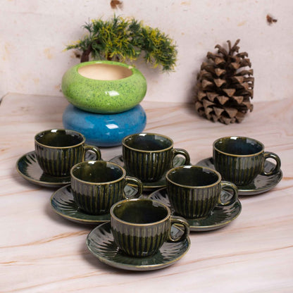 Sage green tea cup saucer set