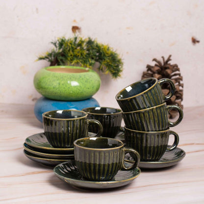 Sage green tea cup saucer set