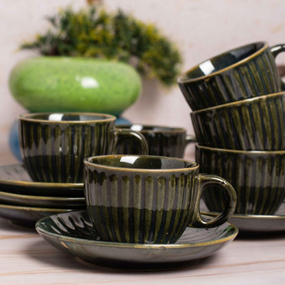 Sage green tea cup saucer set