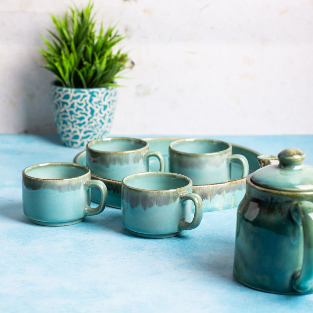 Caribbean Blue Tea Set