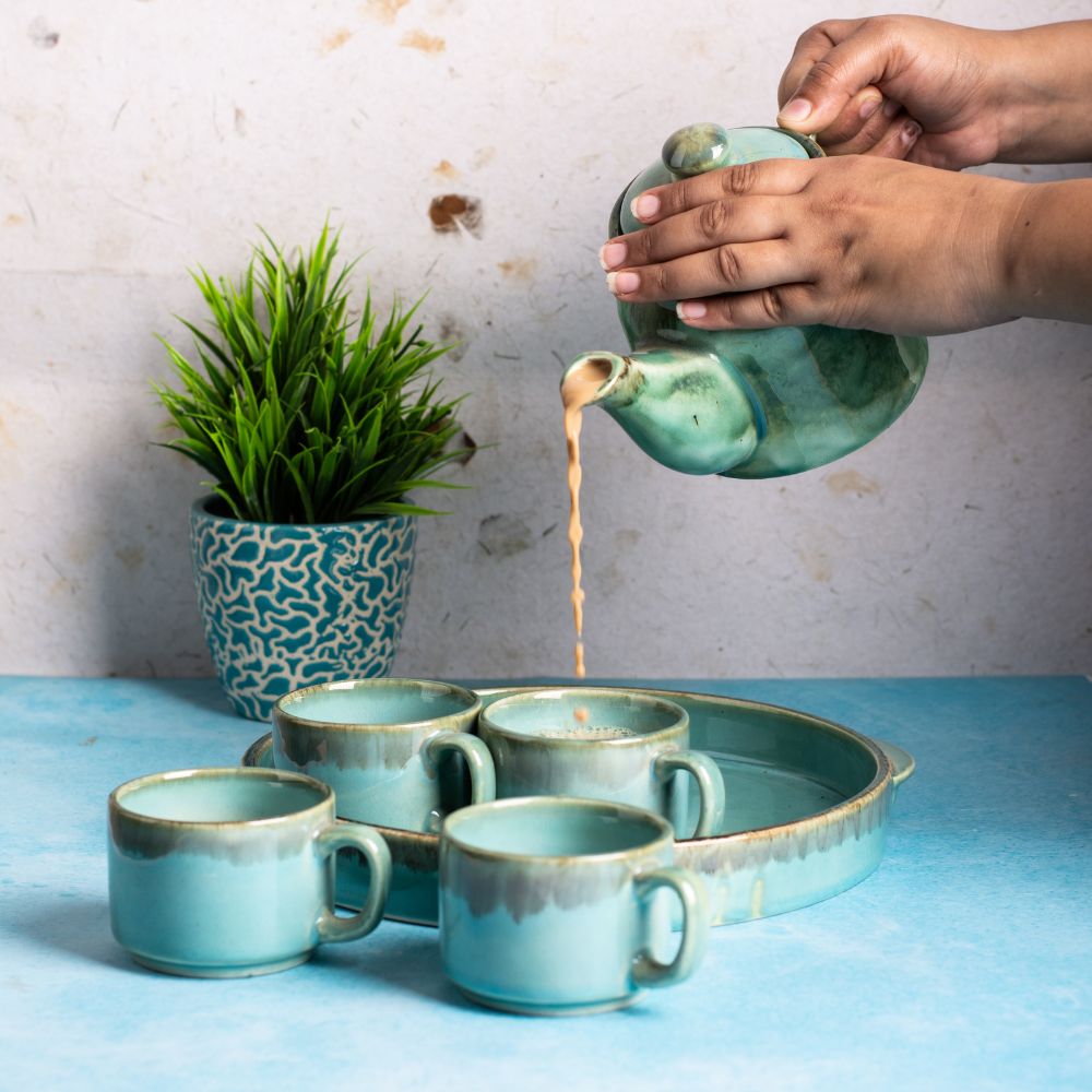 Caribbean Blue Tea Set