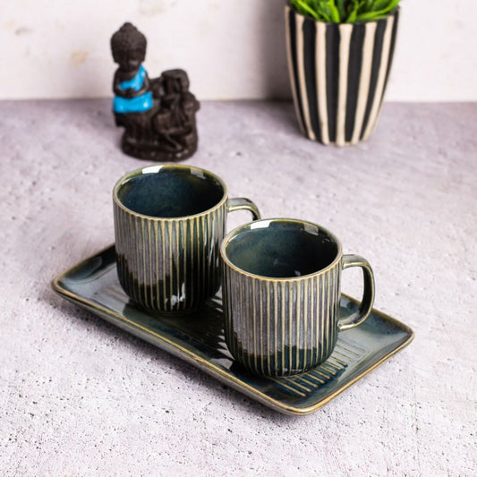 Olive Mug With Tray Set