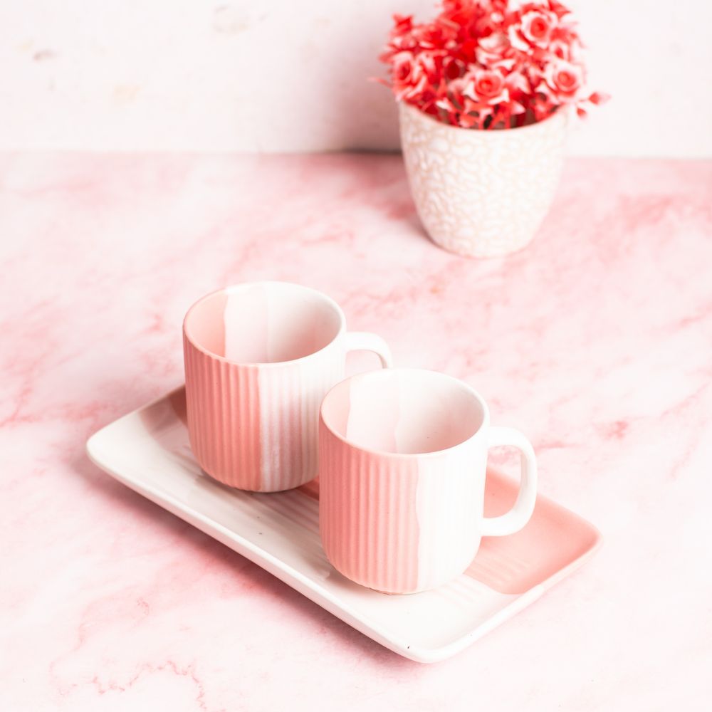 Mauve mug with tray set