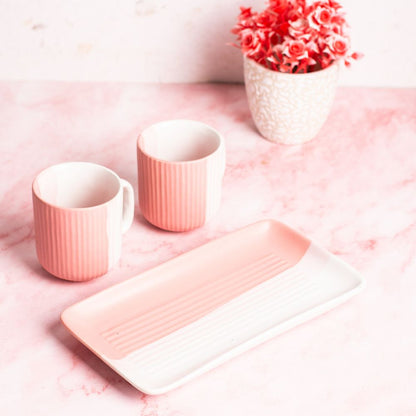 Mauve mug with tray set