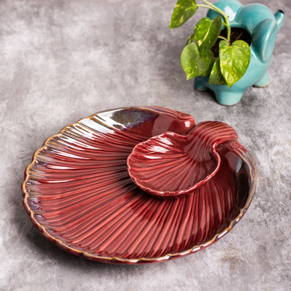 Moonshell Serving Platter Red