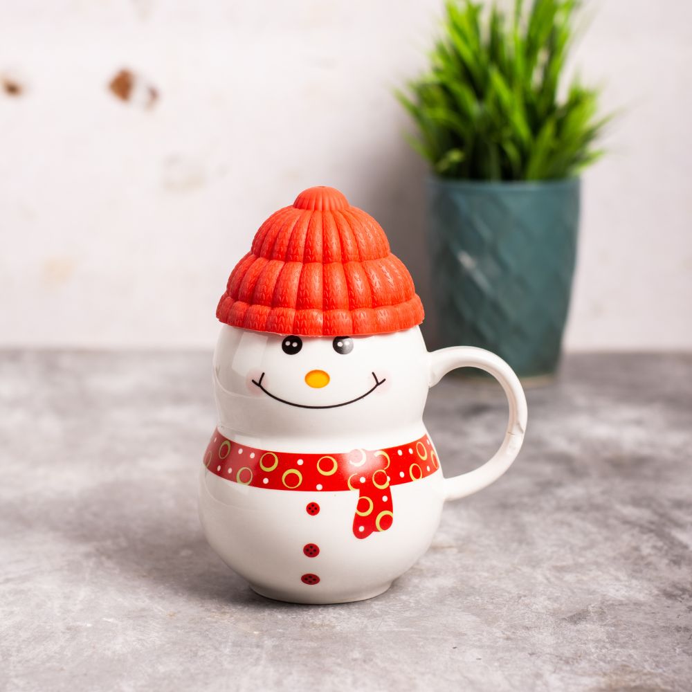 Snowman Pink Mug With Cap