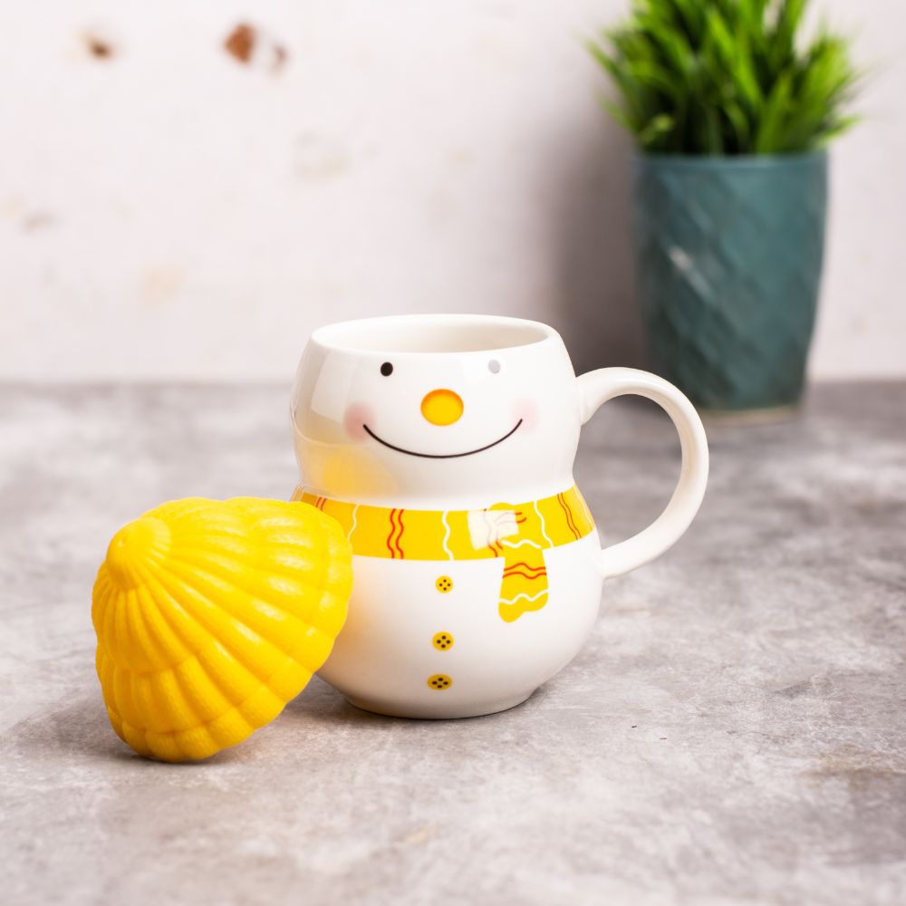 Snowman Pink Mug With Cap